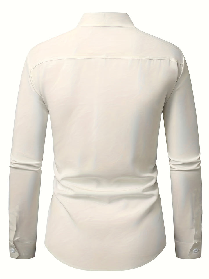 Almasbek - Chemise À Col en V Et Manches Longues Coupe Ajustée