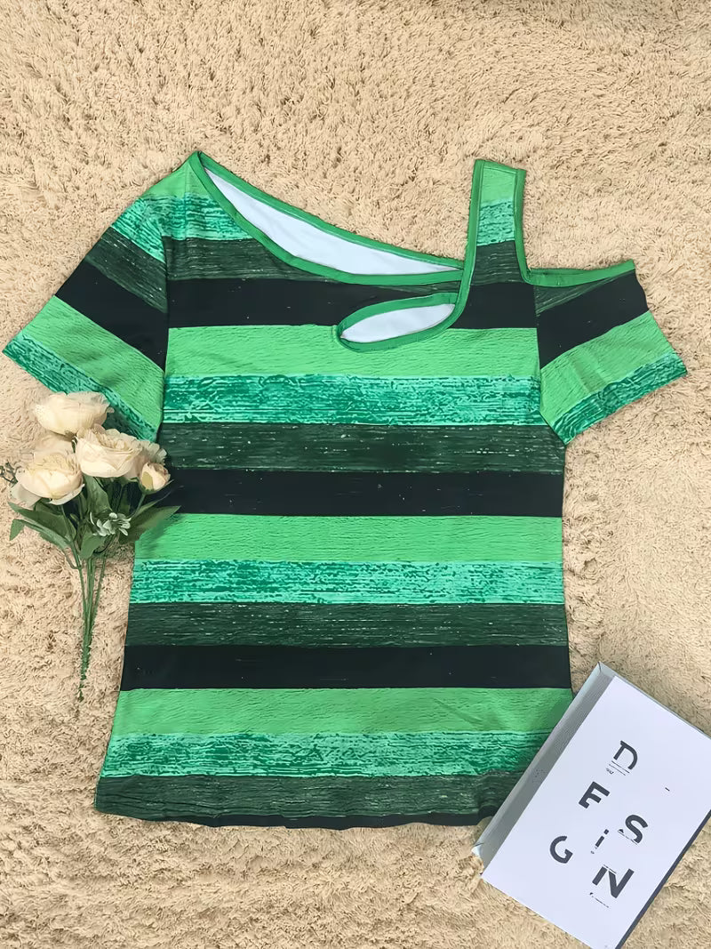 Sittina - T-Chemise Rayé à épaules dénudées