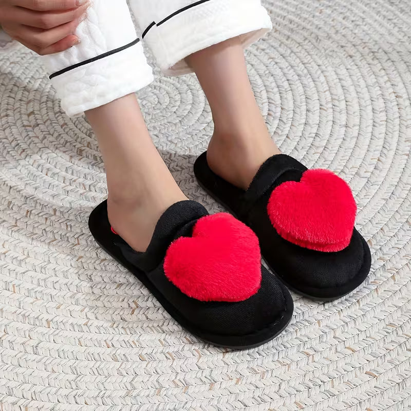 Zeliha - Pantoufles en Peluche en Forme De Cœur Avec Semelles Antidérapantes