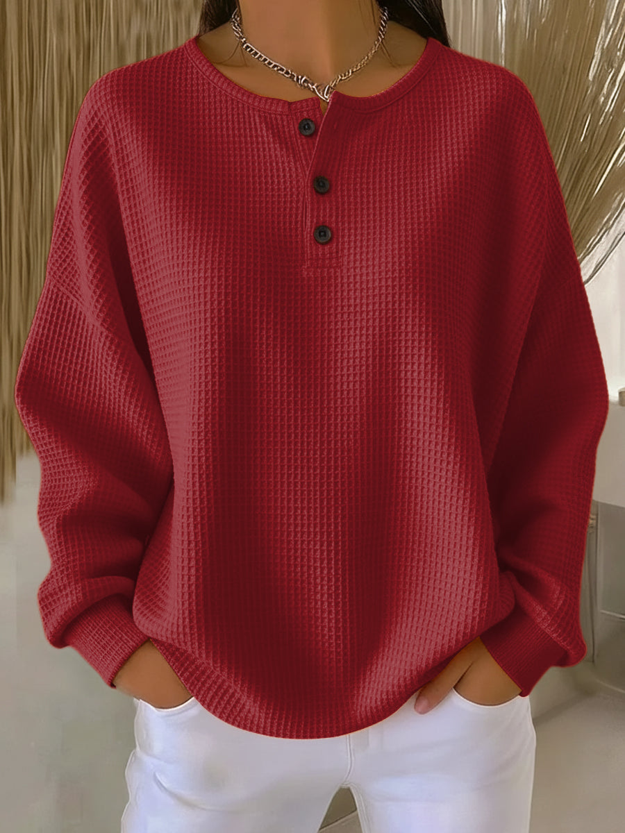 Ritona - Sweat-Shirt Henley en Maille Gaufrée