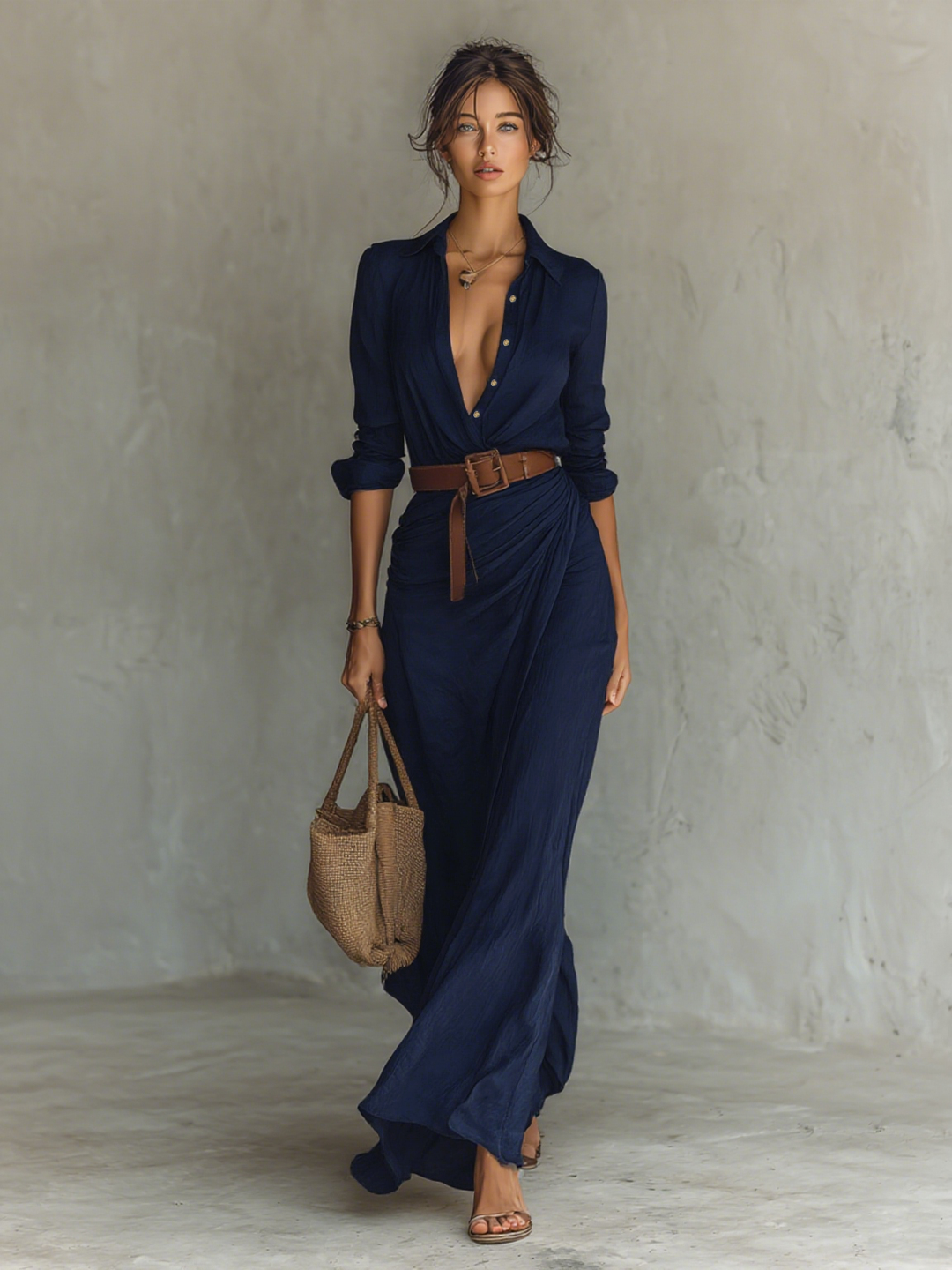 Moona - Robe À Manches Longues et Revers