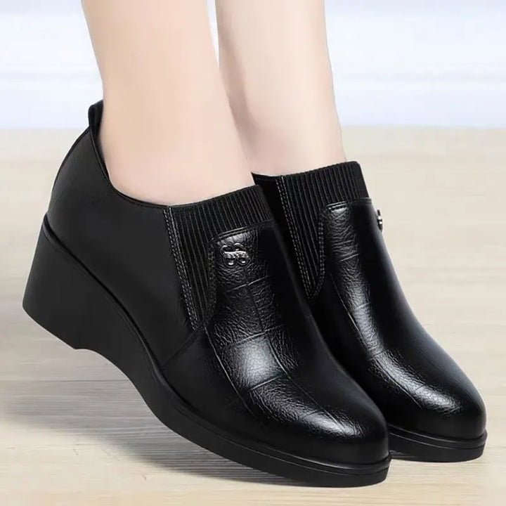 Cyntia - Chaussures Orthopédiques À Talon Compensé en Cuir