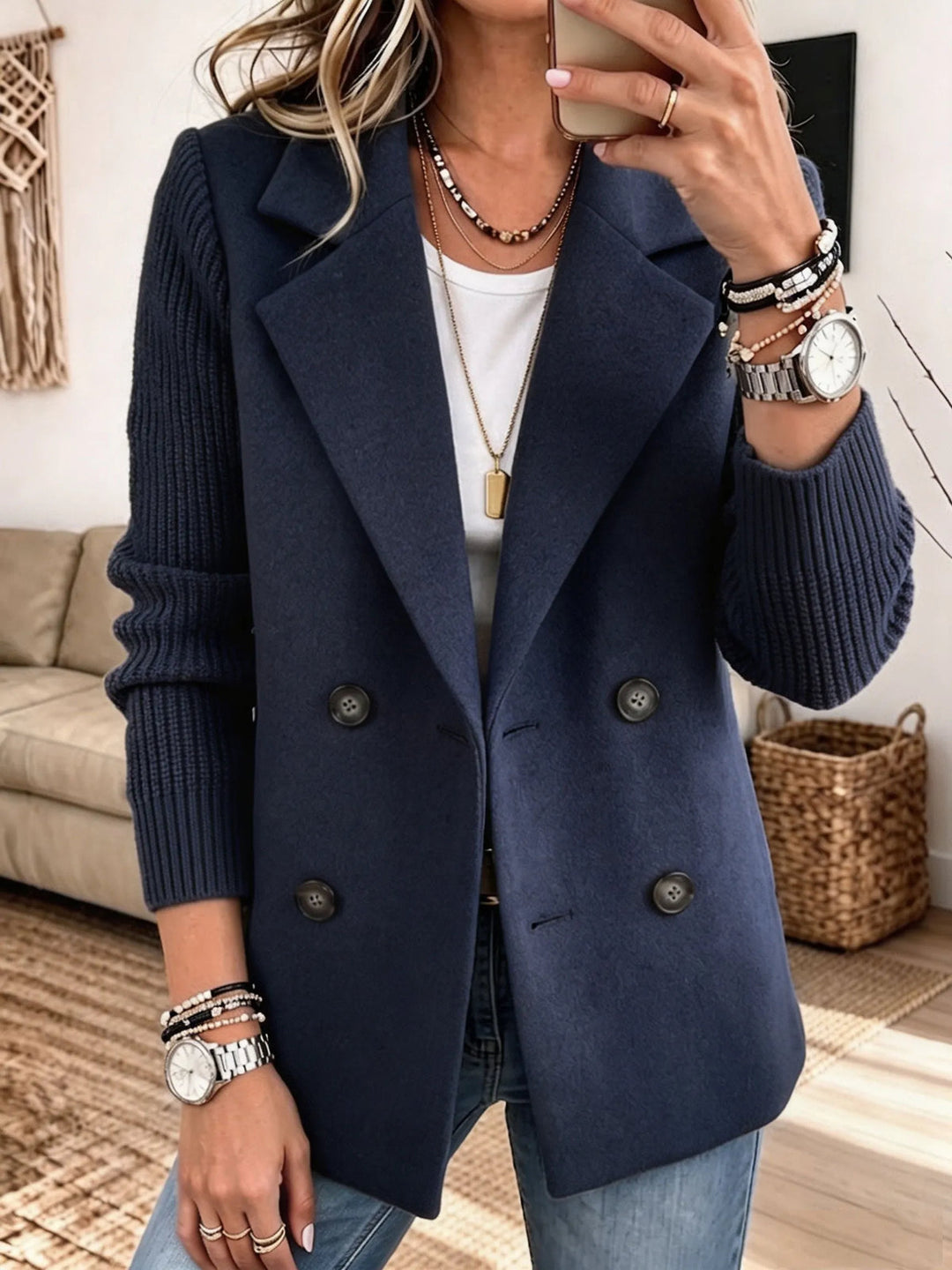 Winchell - Veste D'automne Élégante À Manches Tricotées