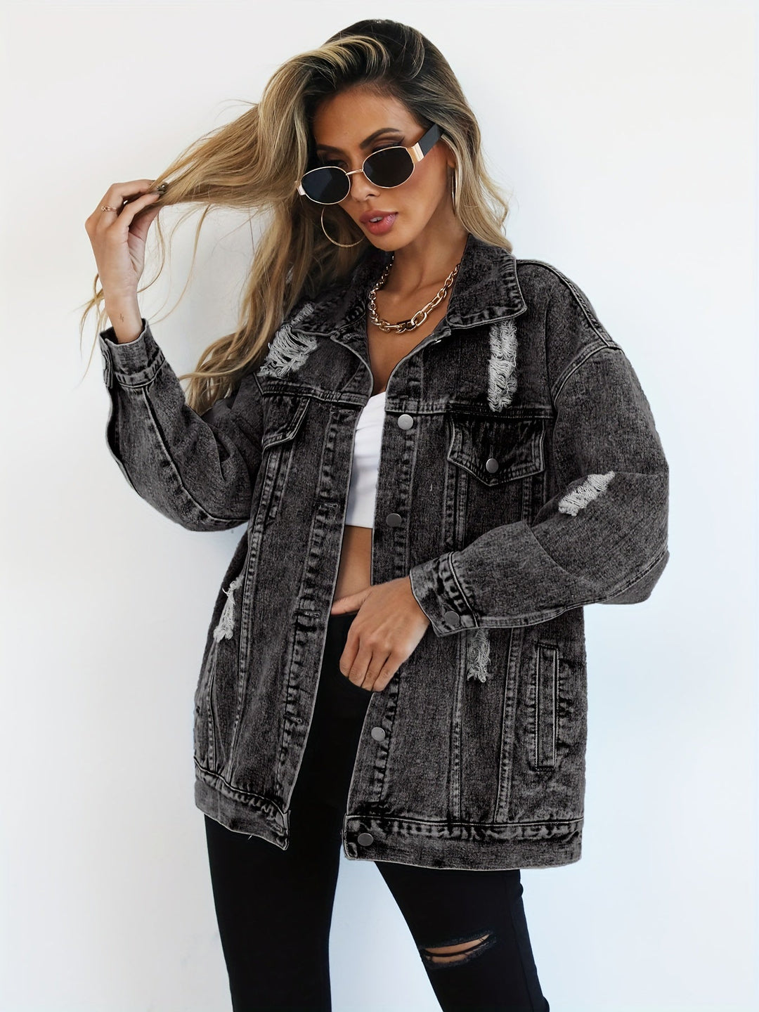 Keazjah - Veste en Jean À Jambes Larges