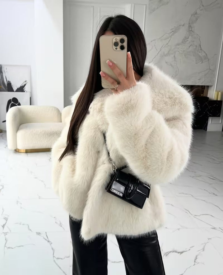 Zefina - Veste Oversize À Manches Longues en Fausse Fourrure
