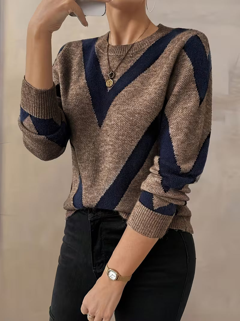 Minaza - Pull À Col Rond Et Motifs Géométriques