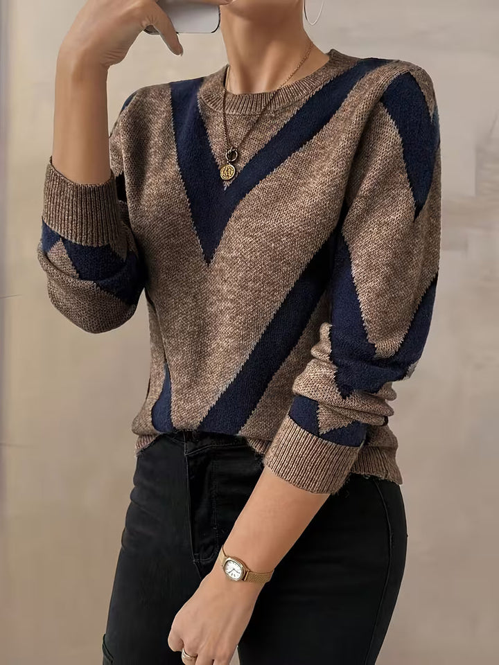 Minaza - Pull À Col Rond Et Motifs Géométriques