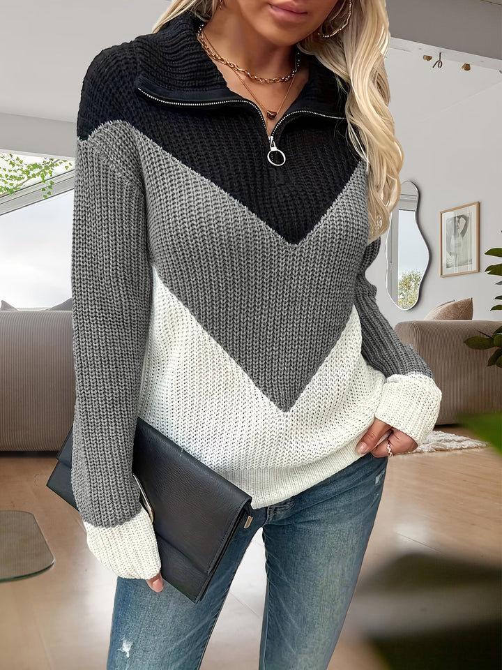 Fagina - Pull Tricoté Élégant À Demi-zip