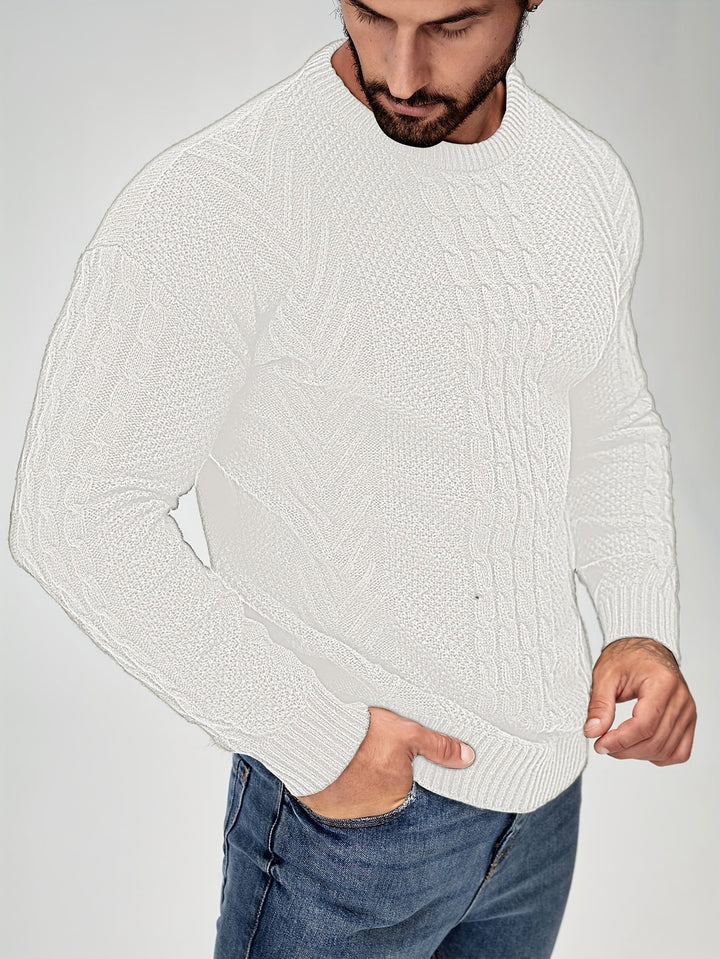 Eiduks - Pull Classique à col Rond et Motif Torsadé