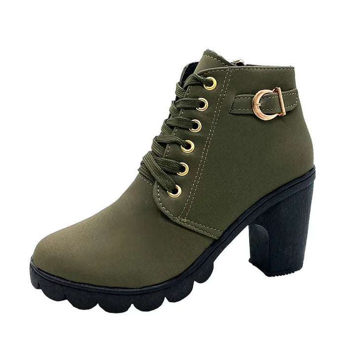 Wiltrud - Bottines à Lacets et Talons Carrés