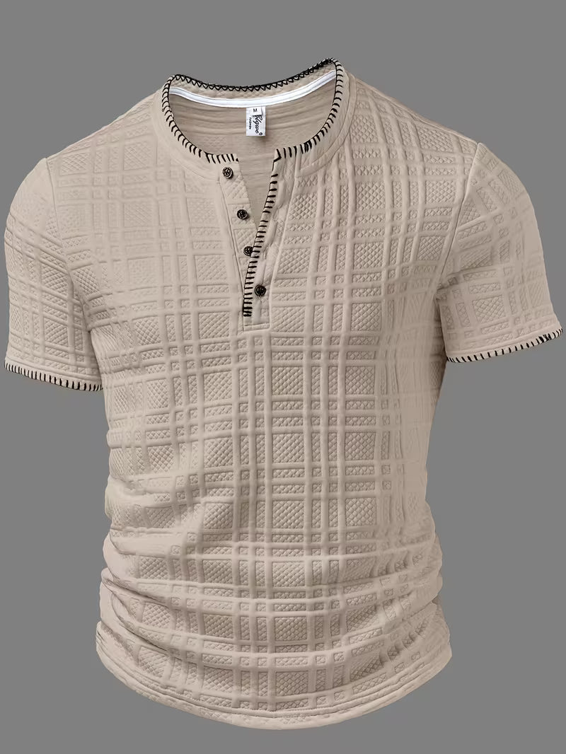 Layton - T-chemise Henley à Manches Courtes Texturé