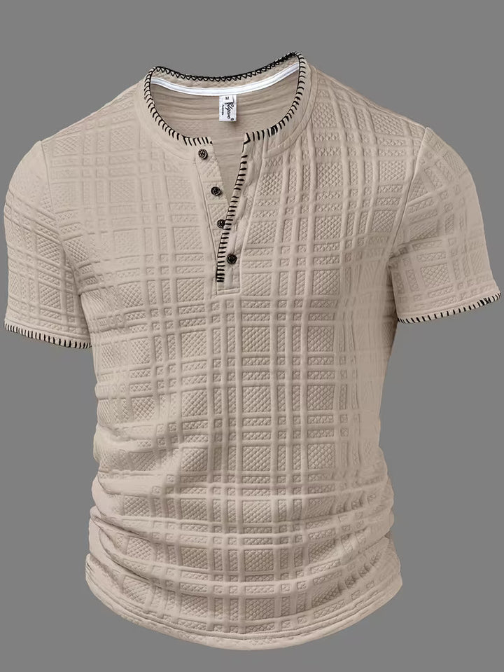 Layton - T-chemise Henley à Manches Courtes Texturé