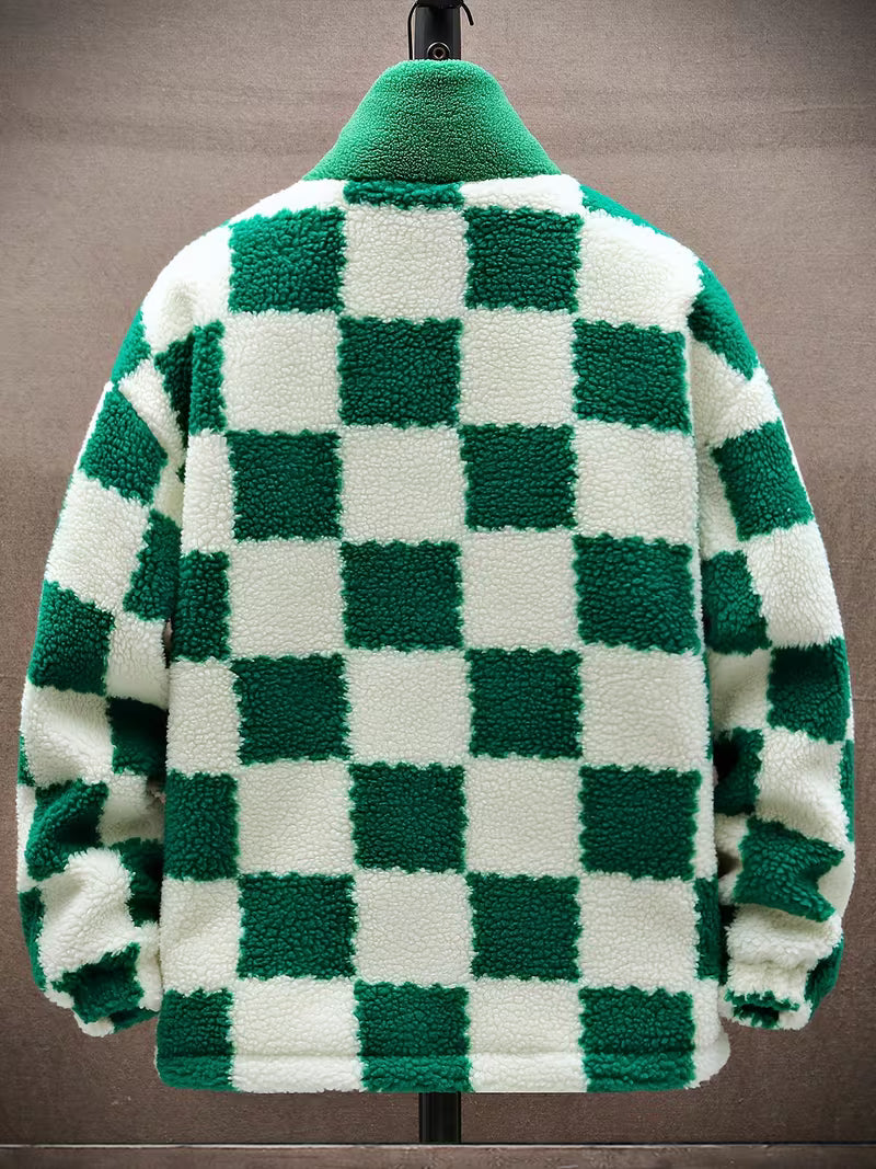 Melany - Veste Polaire à Capuche et Fermeture éclair Motif à Carreaux