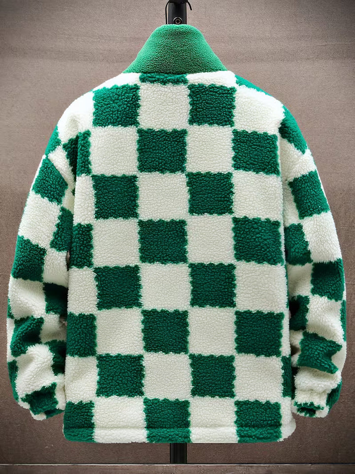 Melany - Veste Polaire à Capuche et Fermeture éclair Motif à Carreaux