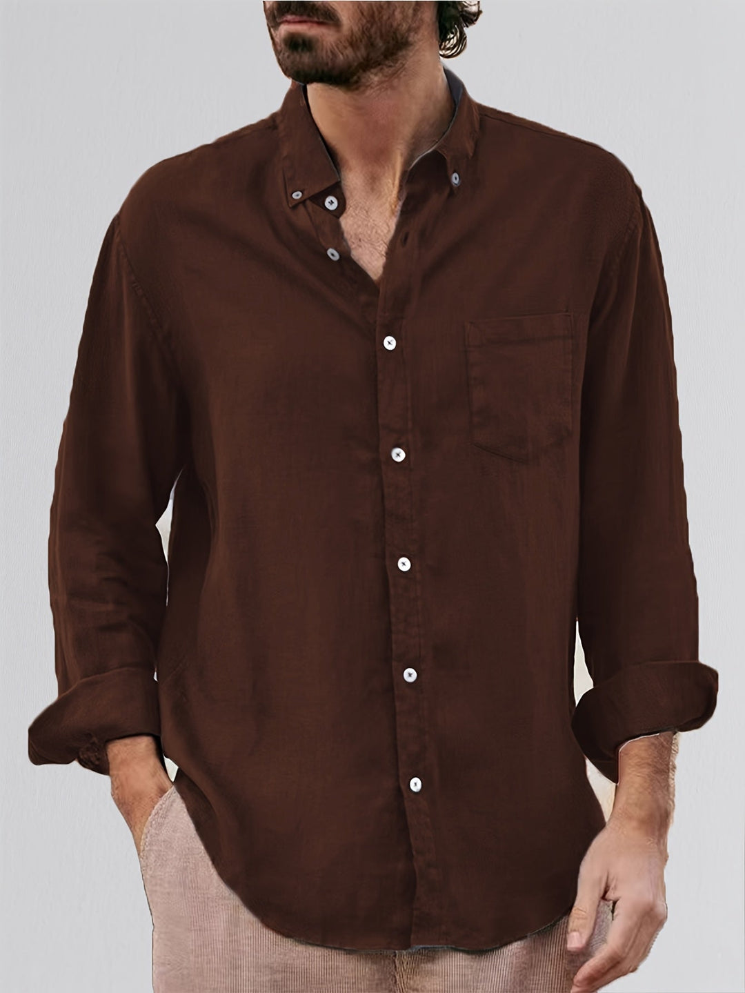 Deshawn - Chemise Classique À Manches Retroussées