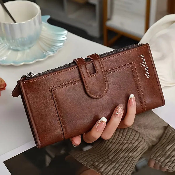 Hinina - Portefeuille en Cuir À Double Fermeture Éclair