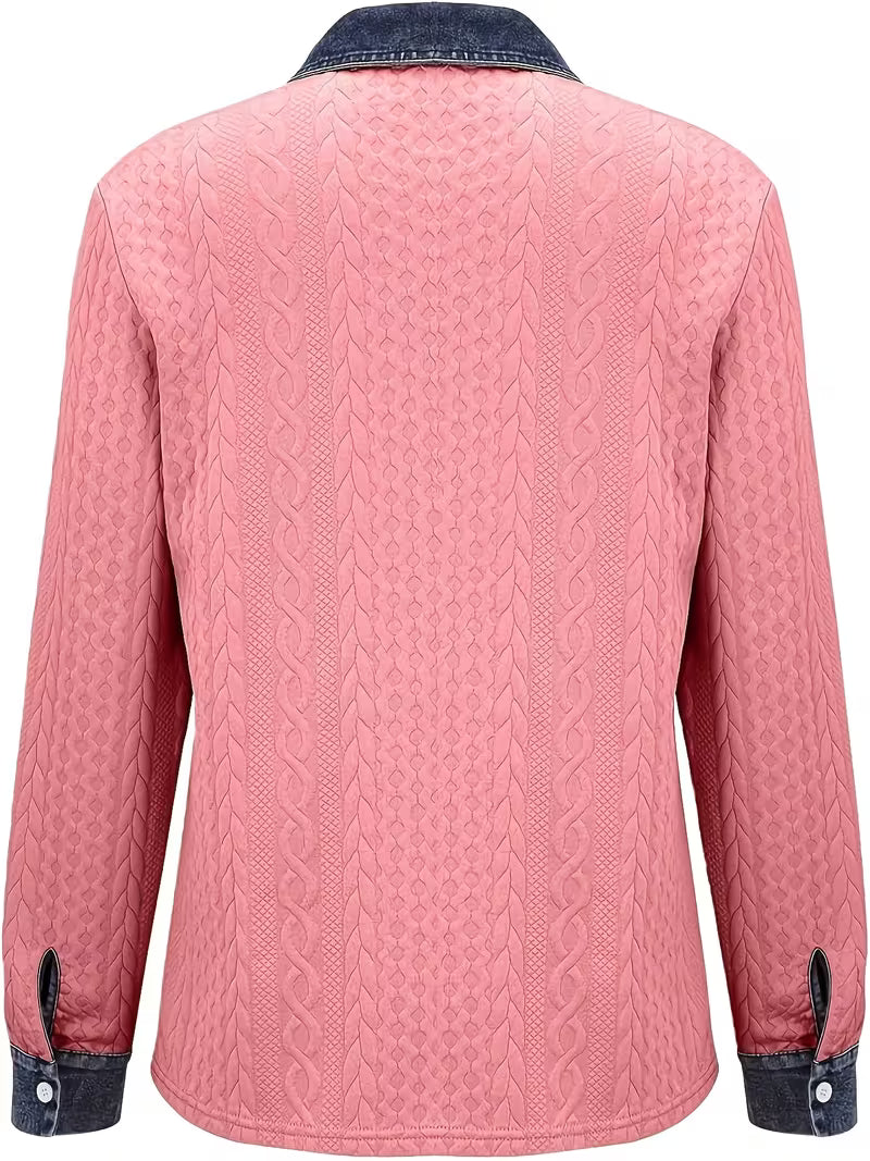 Eryna - Chemise à Manches Longues en Maille Torsadée Avec Col en Jean