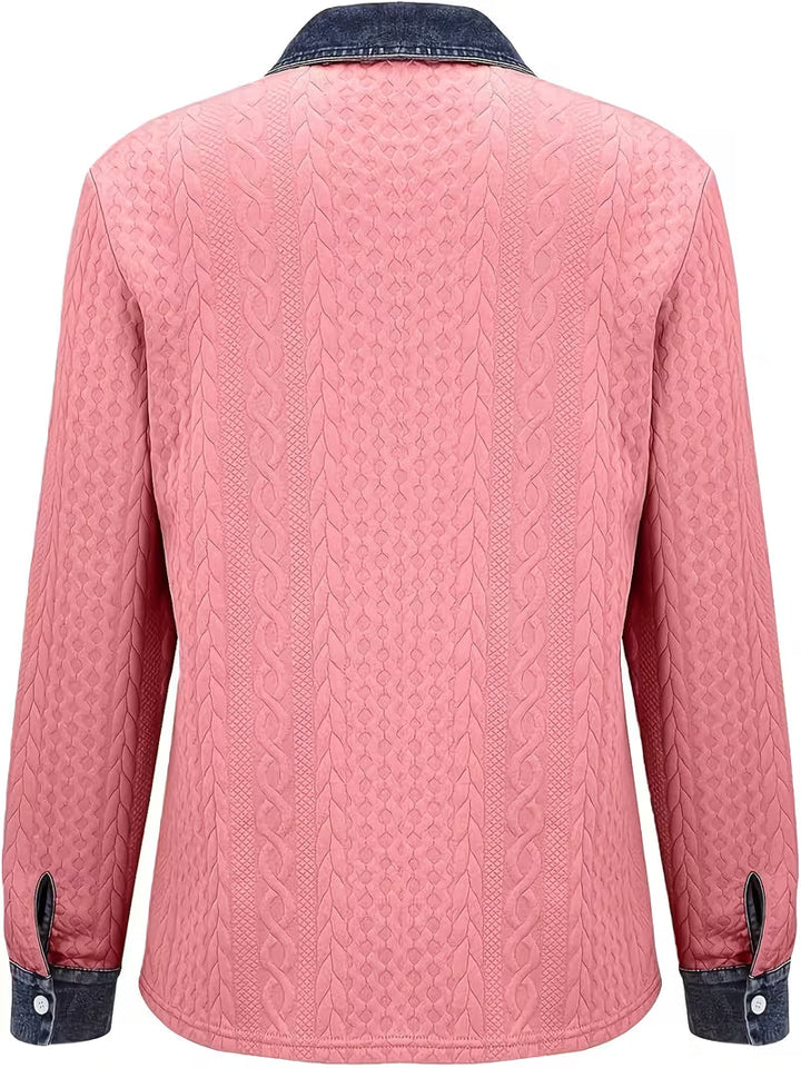 Eryna - Chemise à Manches Longues en Maille Torsadée Avec Col en Jean