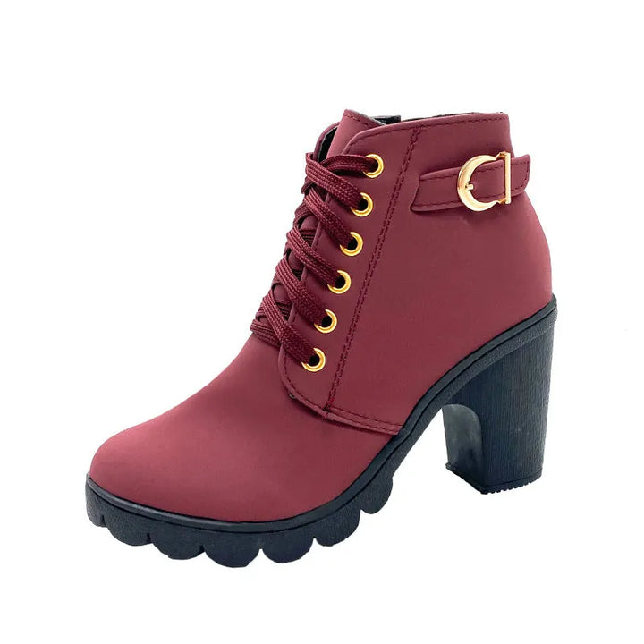 Wiltrud - Bottines à Lacets et Talons Carrés