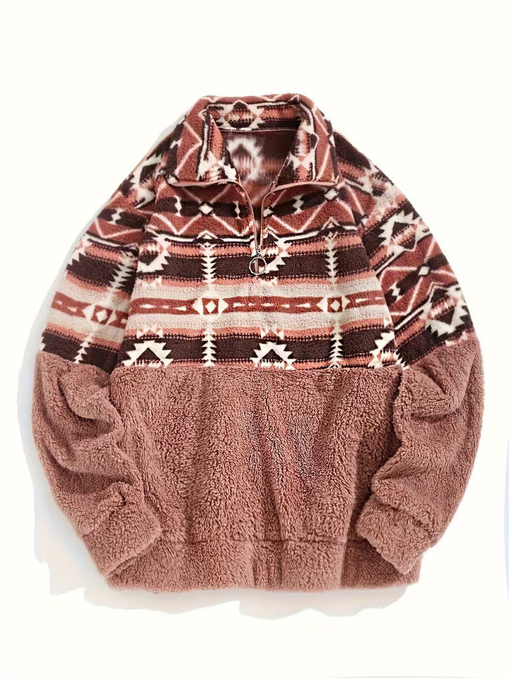 Limina - Sweat-Shirt Teddy À Demi-Zip Et Motif Géométrique