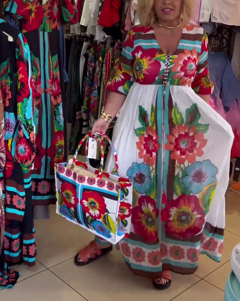 Nerijaa - Robe à Fleurs à Col En V Profond