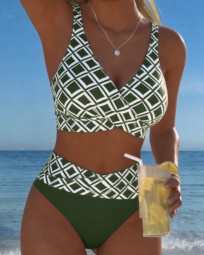 Chelvi - Élégant Bikini Deux Pièces À Motif Losanges