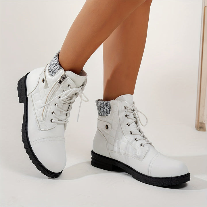 Alfrida - Bottines à Lacets et Revers Tricotés