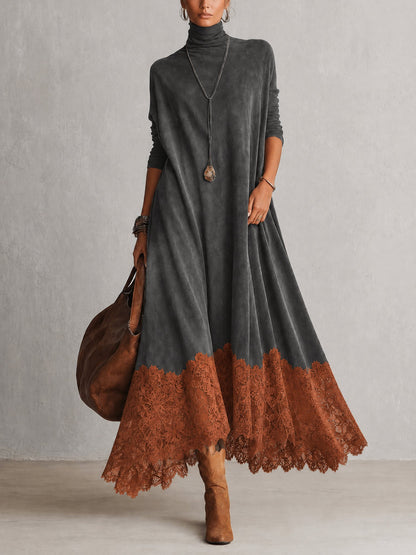 Albria - Robe Longue à Manches Longues Style Vintage