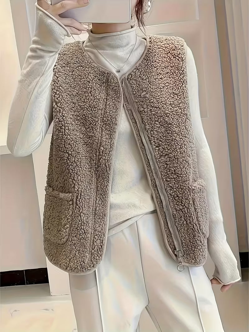 Miona - Gilet en Polaire Douillette Avec Poches