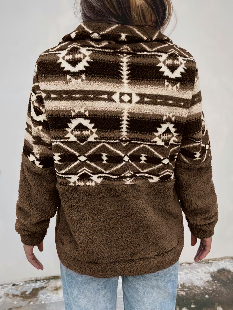 Limina - Sweat-Shirt Teddy À Demi-Zip Et Motif Géométrique