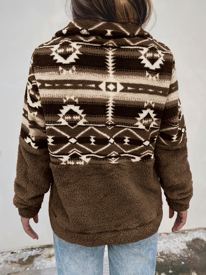 Limina - Sweat-Shirt Teddy À Demi-Zip Et Motif Géométrique