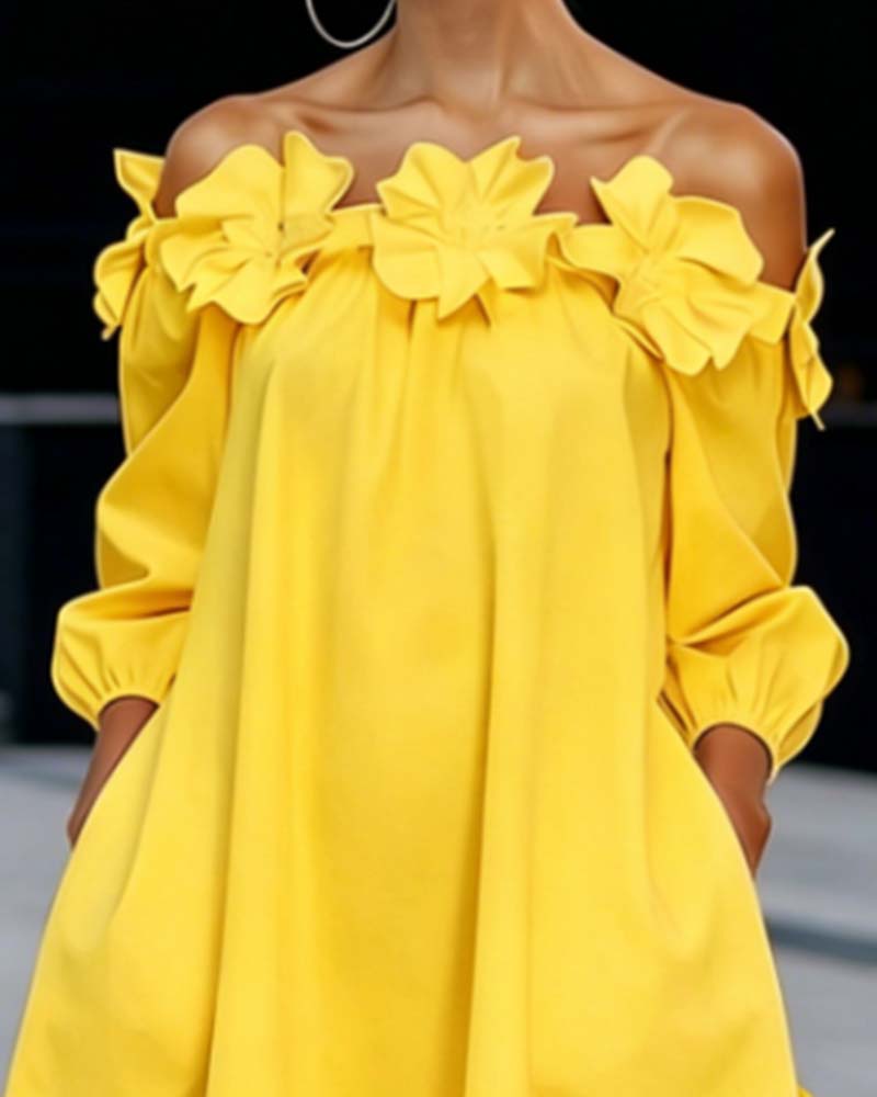 Loania - Robe À Épaules Dénudées Et Motifs Floraux