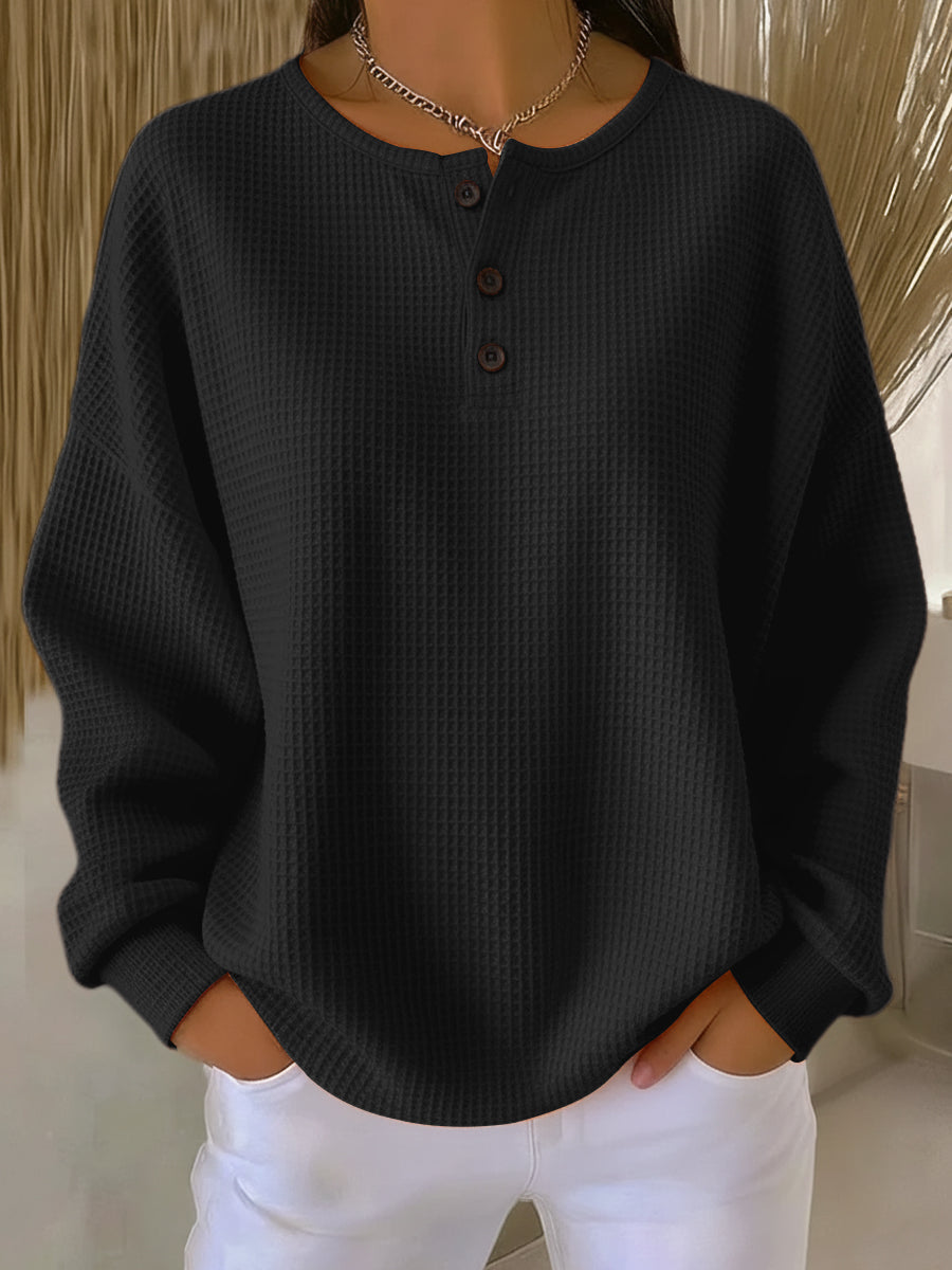 Ritona - Sweat-Shirt Henley en Maille Gaufrée