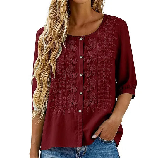 Andreza - Blouse en Coton À Boutons