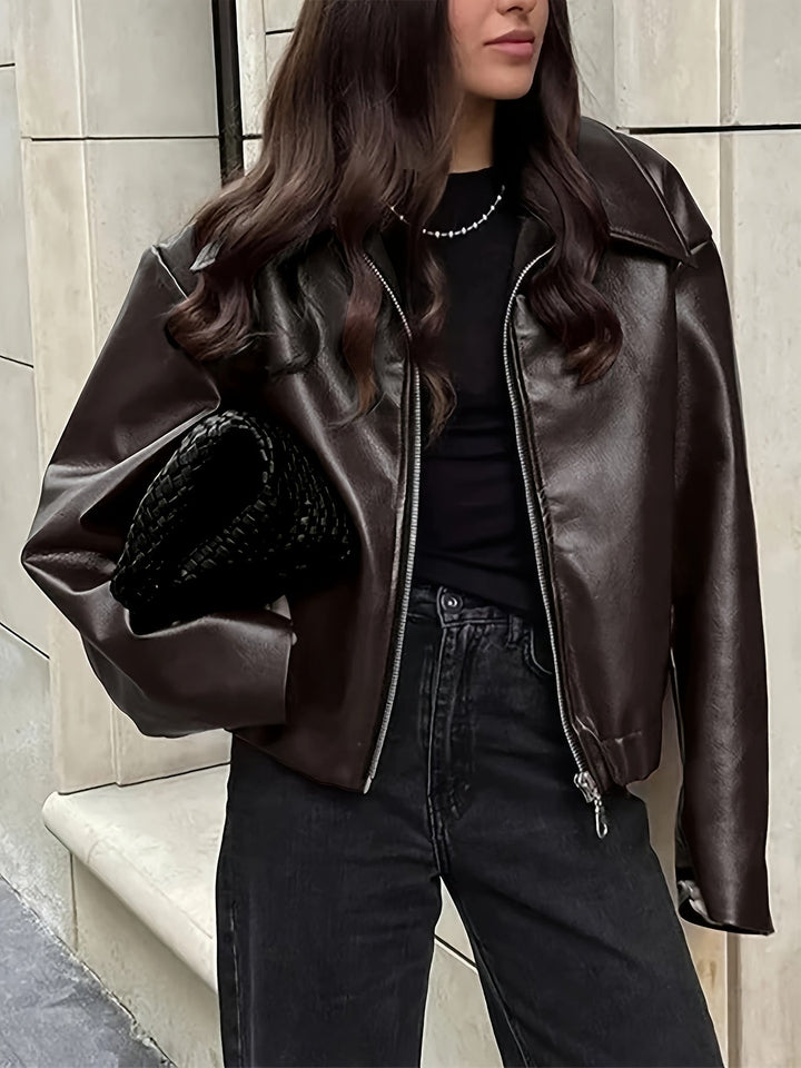 Thida - Veste Zippée en Simili Cuir