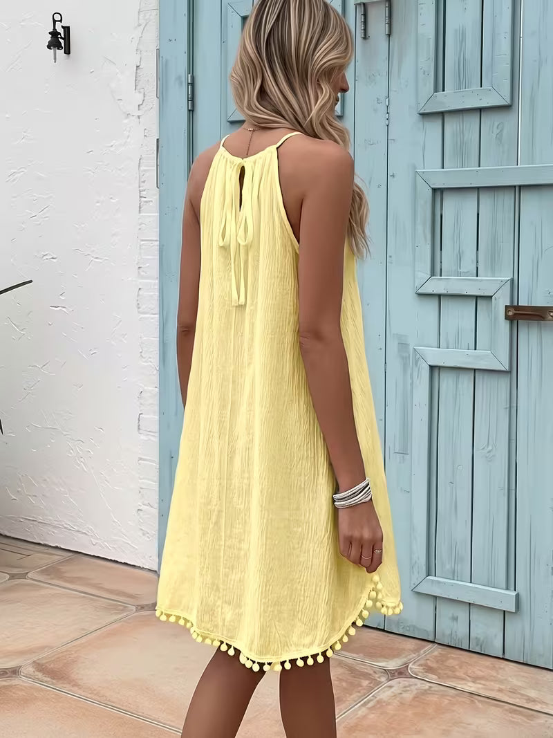 Shiena - Robe Élégante en Dentelle AU Crochet À Col Licou