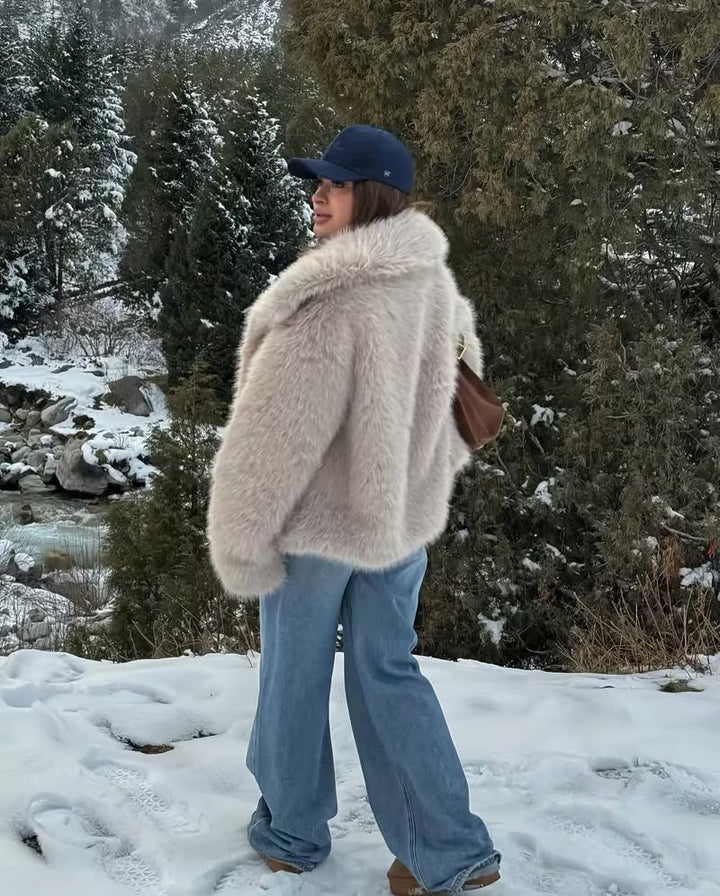 Zefina - Veste Oversize À Manches Longues en Fausse Fourrure