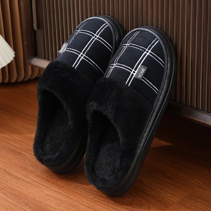 Bugra - Pantoufles en Peluche À Motif À Carreaux