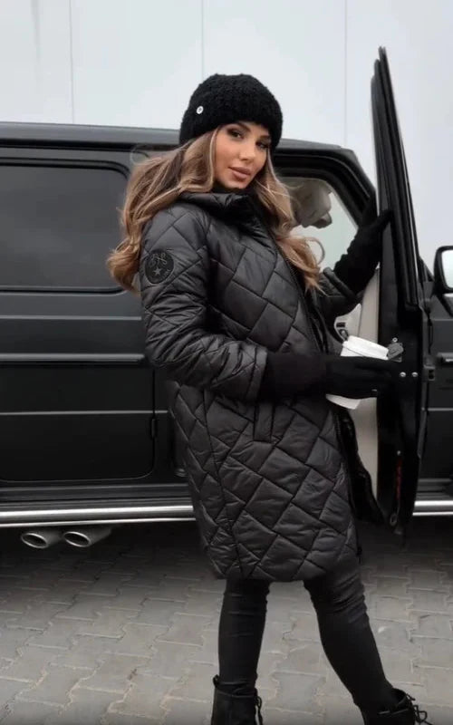 Yania - Manteau Long Matelassé Zippé À Capuche