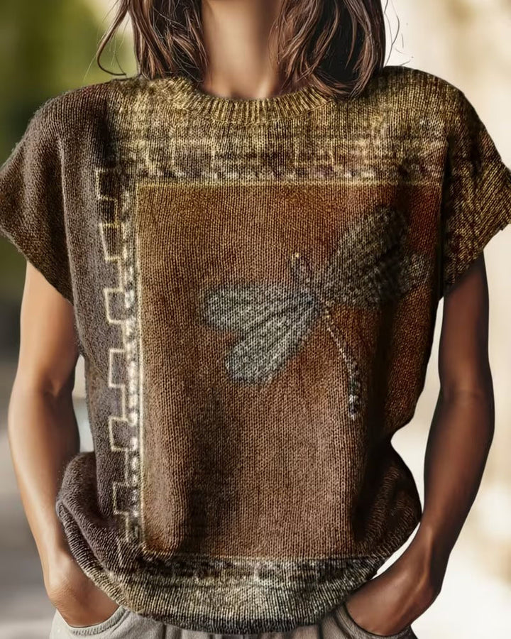 Dyniza - Pull En Maille à Motif Libellule