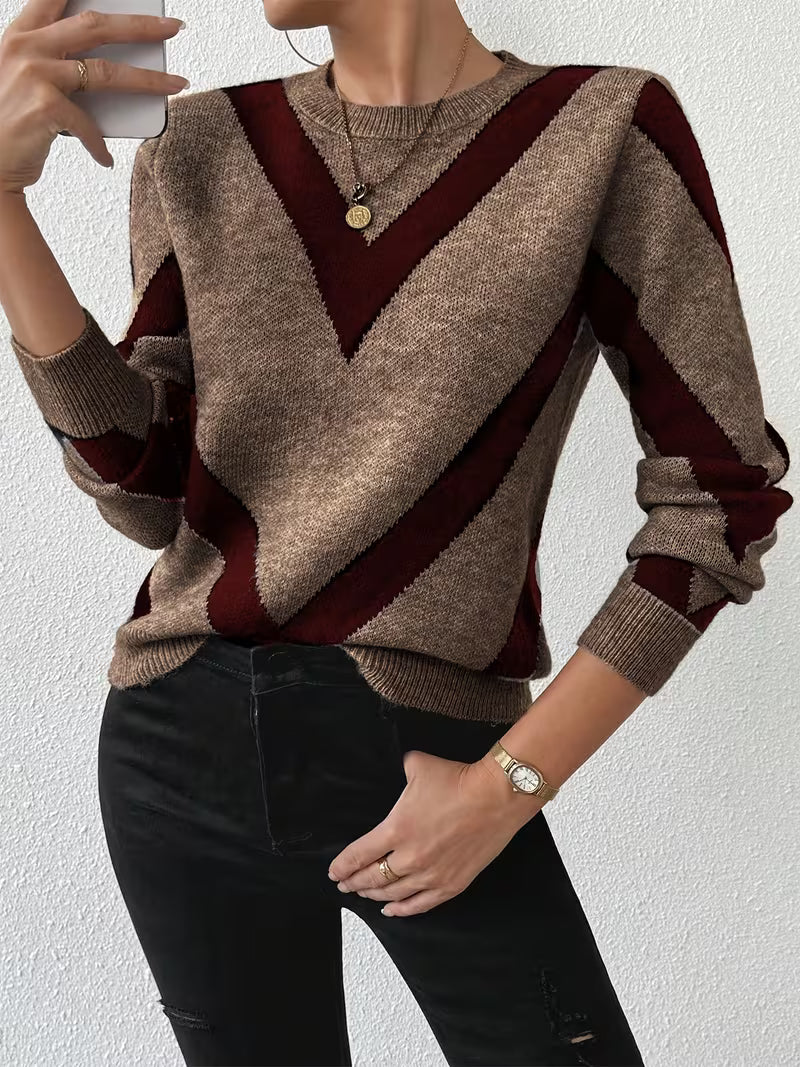 Minaza - Pull À Col Rond Et Motifs Géométriques