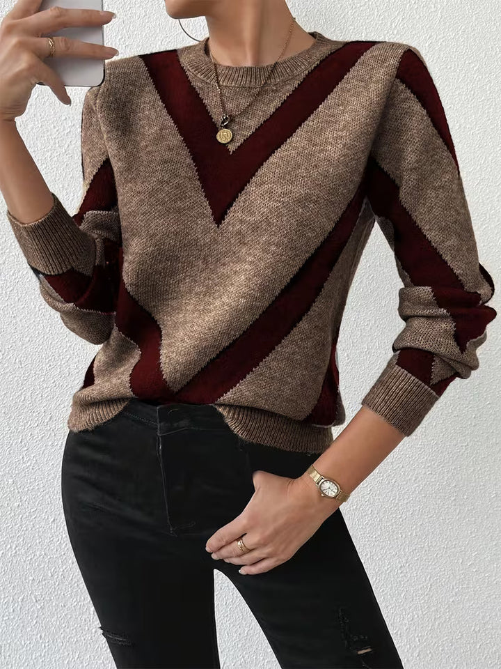 Minaza - Pull À Col Rond Et Motifs Géométriques