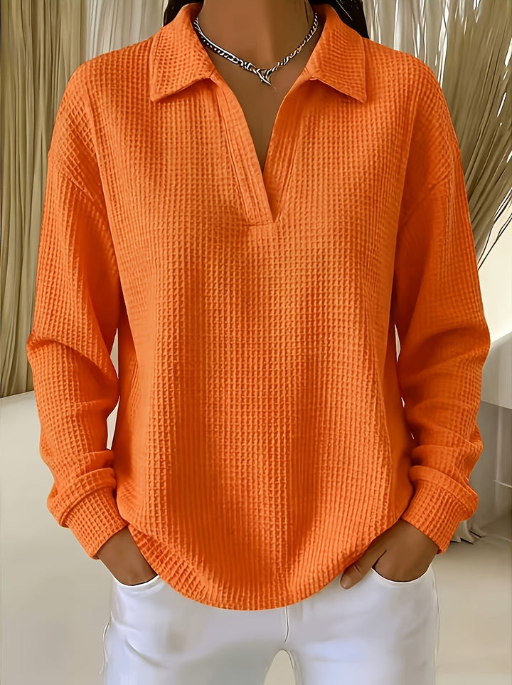 Nastya - Chemise Élégante À Col Polo Et Motif Gaufré