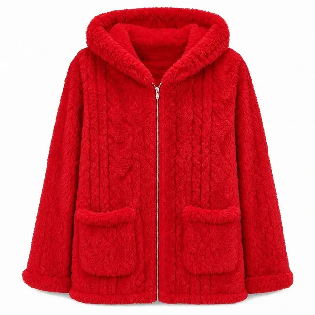 Nazija - Cardigan Décontracté À Capuche en Peluche
