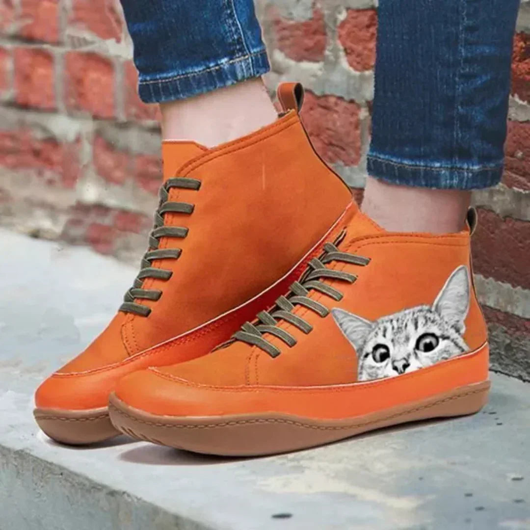 Fenna - Bottines en Cuir Pour Les Amoureux Des Chats