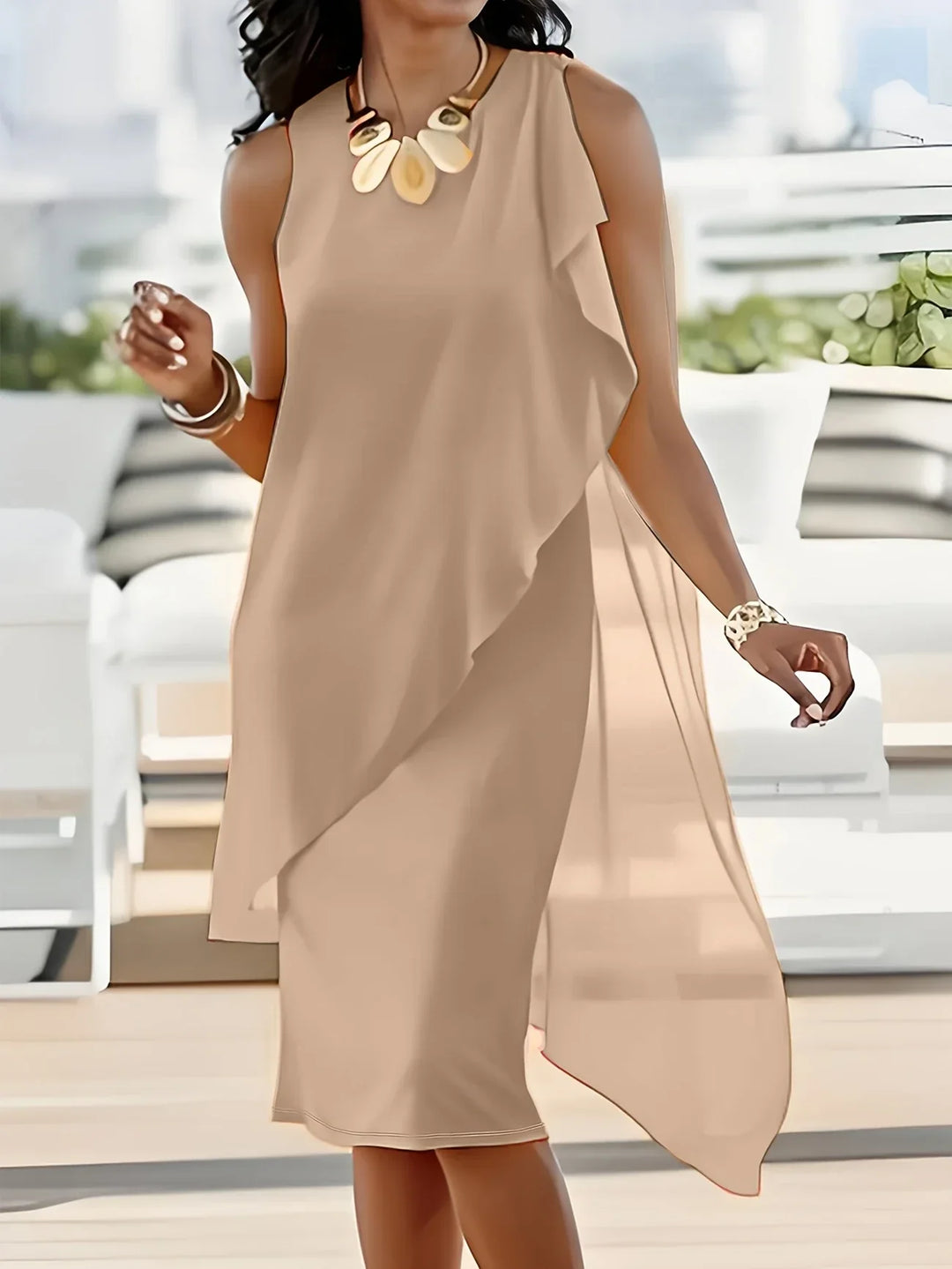 Maren - Robe MIDI Élégante Sans Manches