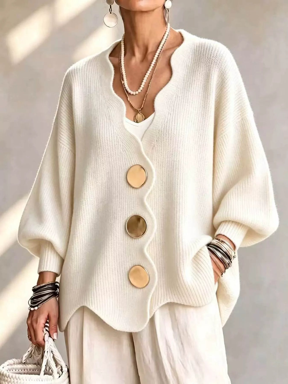 Gilian - Cardigan Boutonné À Bord Festonné