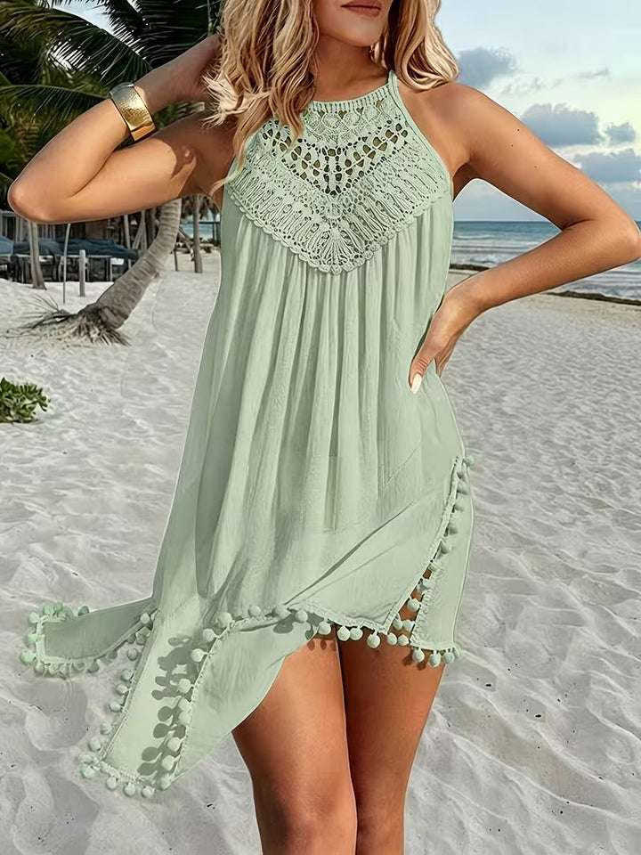 Shiena - Robe Élégante en Dentelle AU Crochet À Col Licou