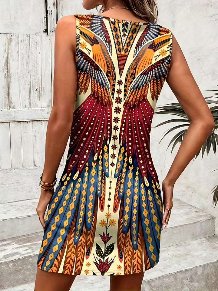 Sajila - Robe d'été Coupe Trapèze à Imprimé Bohème