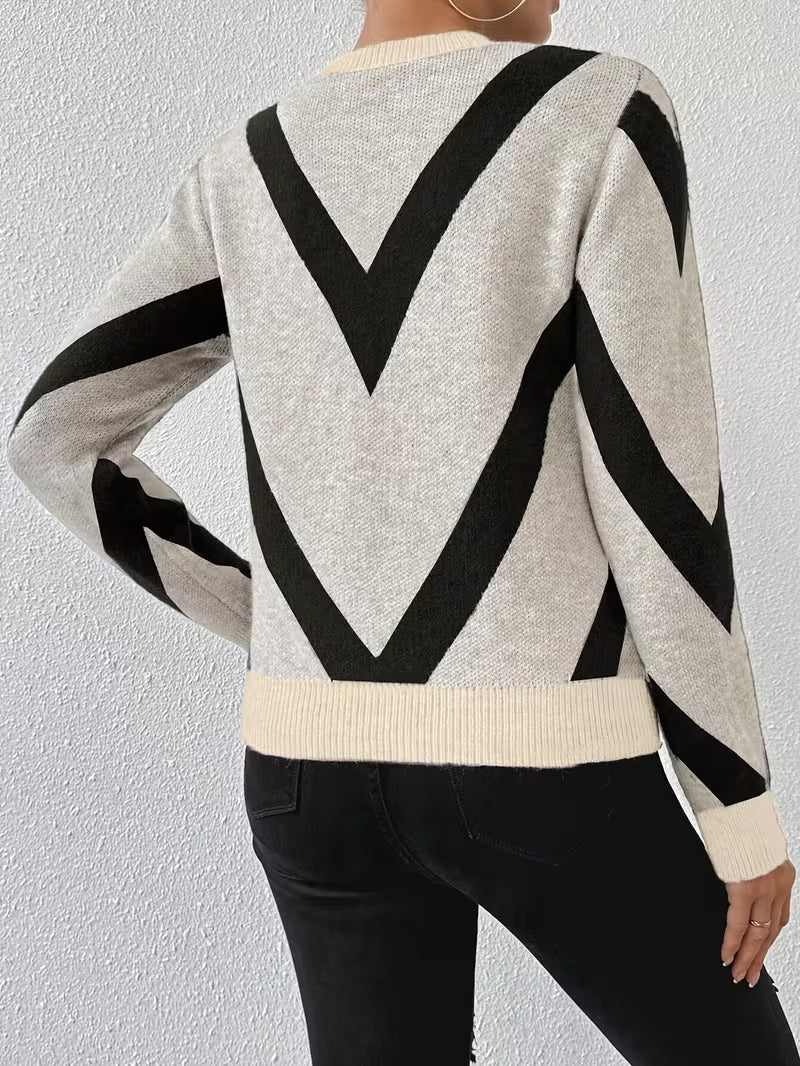 Minaza - Pull À Col Rond Et Motifs Géométriques